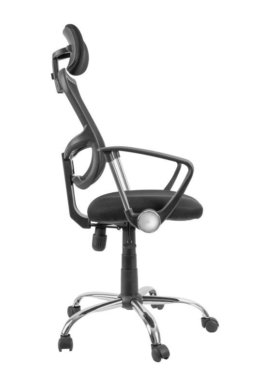 Krzesło biurowe z regulowanym zagłówkiem, czarne